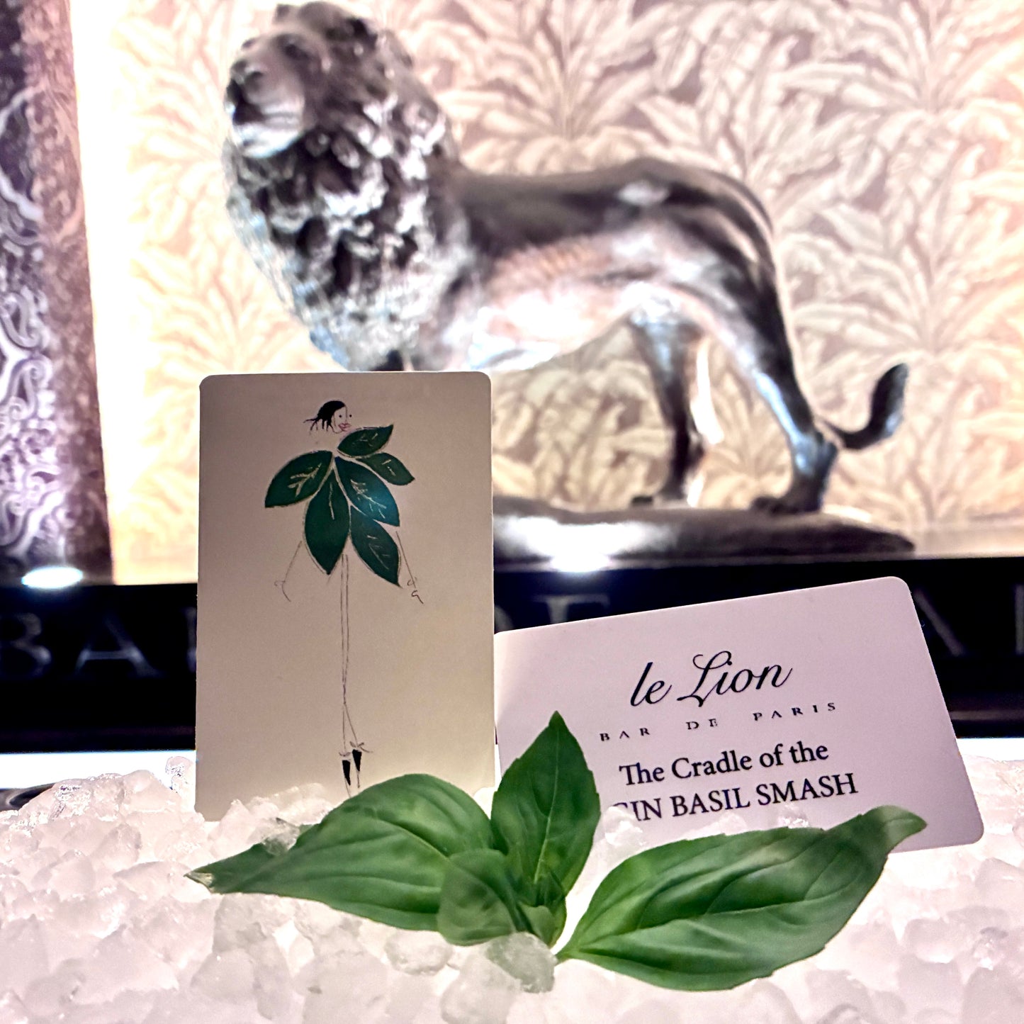 "Miss Basil" 25 Euro,- Mehrzweck Gutscheinkarte "LE LION - the cradle of the Gin Basil Smash"